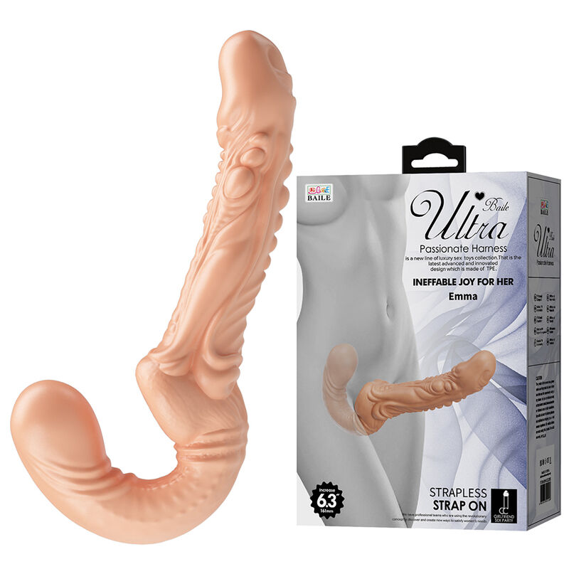 BAILE - EMMA TEXTURED DOUBLE PENETRATION STRAP-ON FLESH · Dildo & Stimulatoare (imaginea 8)
