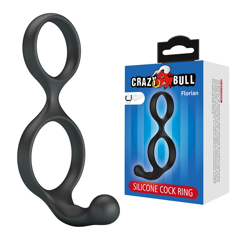 CRAZY BULL - FLORIAN DOUBLE COCK AND BALL RING BLACK · Inele & Mansoane Penis (imaginea 7)