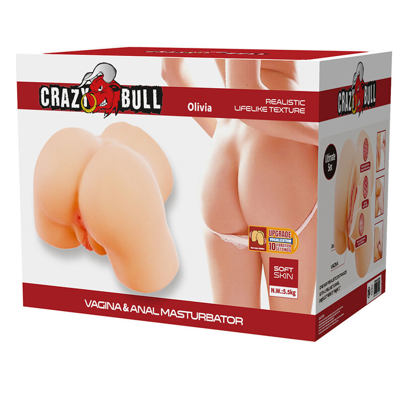 CRAZY BULL - OLIVIA DOUBLE VAGINAL AND ANAL VIBRATING MASTURBATOR FLESH · Masturbatoare (imaginea 2)