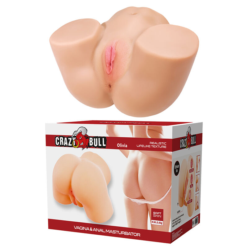 CRAZY BULL - OLIVIA DOUBLE VAGINAL AND ANAL VIBRATING MASTURBATOR FLESH · Masturbatoare (imaginea 5)