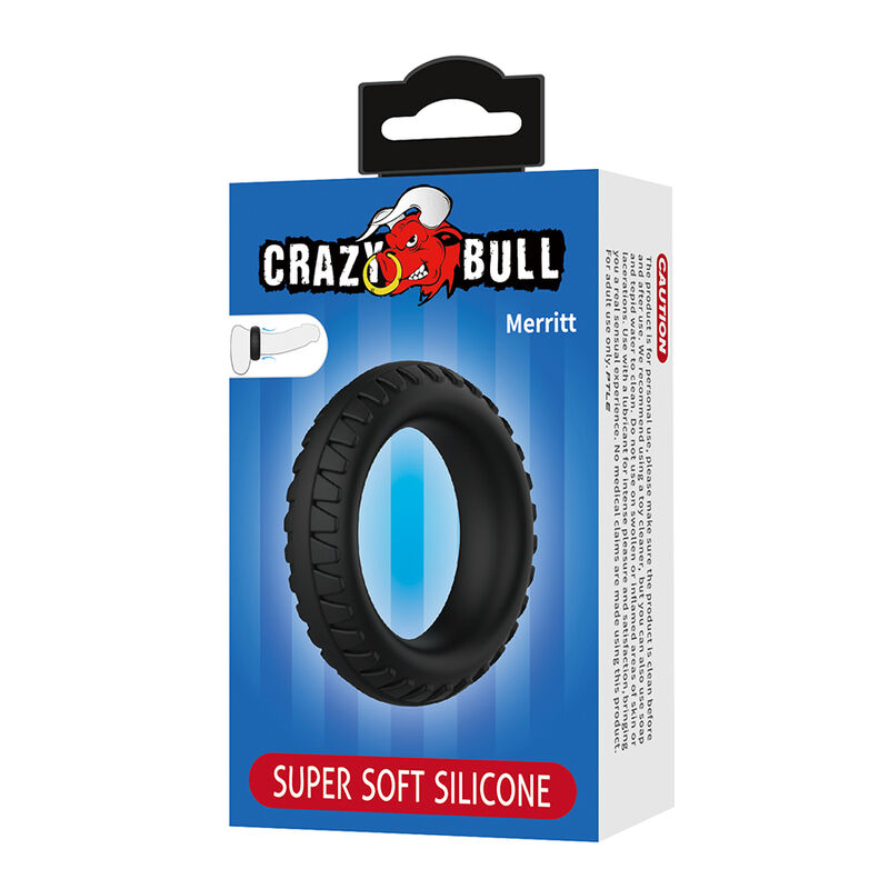 CRAZY BULL - MERRITT TEXTURED SILICONE COCK RING BLACK · Inele & Mansoane Penis (imaginea 4)