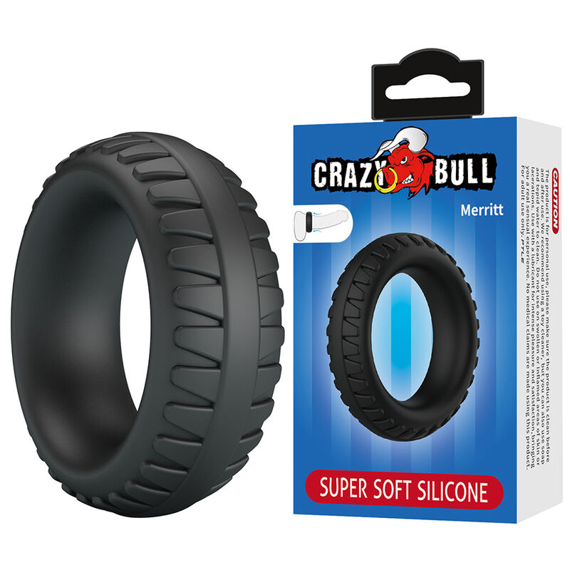 CRAZY BULL - MERRITT TEXTURED SILICONE COCK RING BLACK · Inele & Mansoane Penis (imaginea 8)