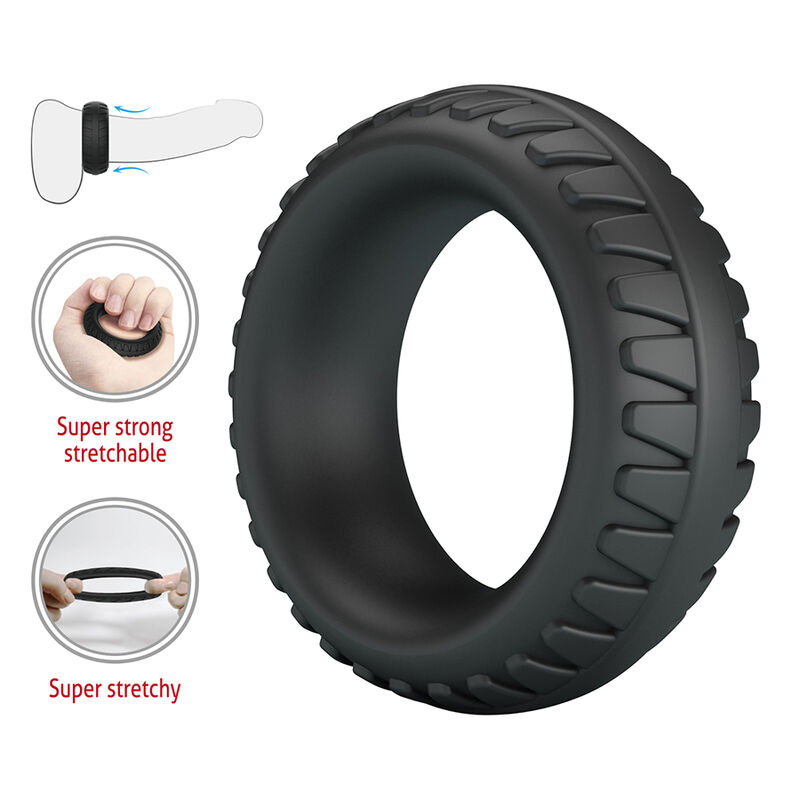 CRAZY BULL - MERRITT TEXTURED SILICONE COCK RING BLACK · Inele & Mansoane Penis (imaginea 7)
