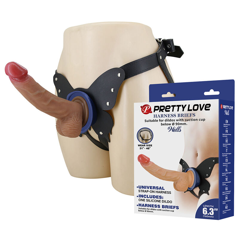 PRETTY LOVE - YETI STRAP-ON HARNESS WITH SUCTION DILDO FLESH · Dildo & Stimulatoare