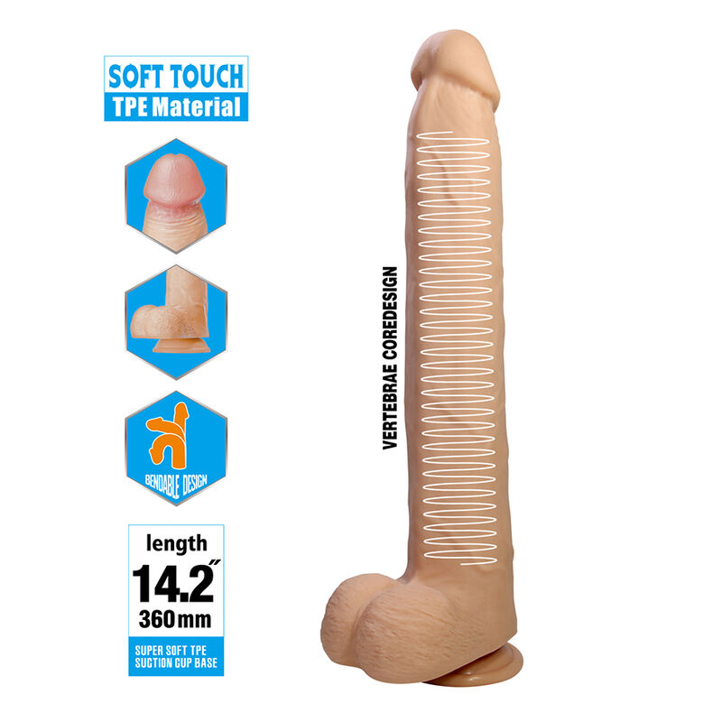 Pretty Love-Dany Dildo Realist Flexibil 36 cm Natural 3 PRETTY LOVE - DANY FLEXIBLE REALISTIC DILDO WITH SUCTION CUP 36 CM -Ø- 5.6 CM · Dildo & Stimulatoare (imaginea 3)
