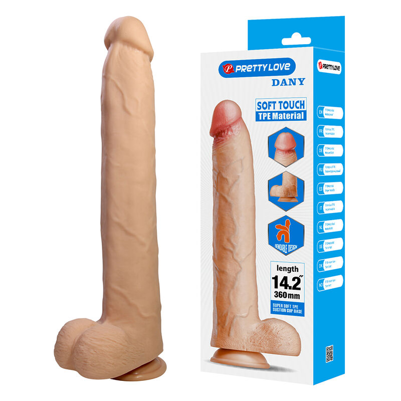 PRETTY LOVE - DANY FLEXIBLE REALISTIC DILDO WITH SUCTION CUP 36 CM -Ø- 5.6 CM · Dildo & Stimulatoare