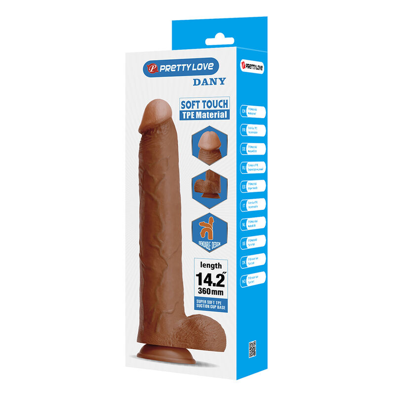 PRETTY LOVE - DANY REALISTIC FLEXIBLE DILDO WITH SUCTION CUP 36 CM -Ø- 5.6 CM BROWN · Dildo & Stimulatoare (imaginea 4)