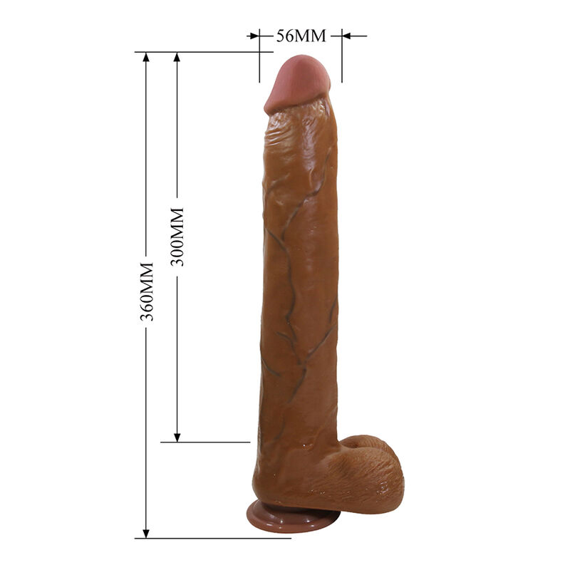PRETTY LOVE - DANY REALISTIC FLEXIBLE DILDO WITH SUCTION CUP 36 CM -Ø- 5.6 CM BROWN · Dildo & Stimulatoare (imaginea 7)