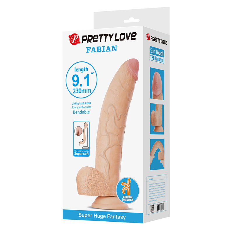 PRETTY LOVE - FABIAN FLEXIBLE DILDO WITH SUCTION CUP FLESH · Dildo & Stimulatoare (imaginea 3)