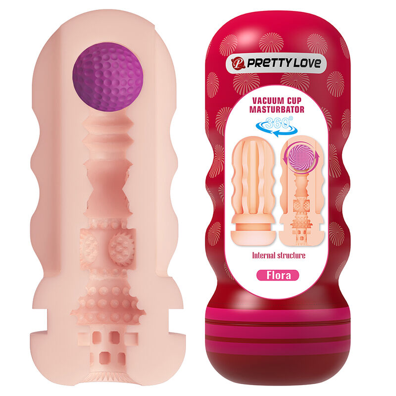 PRETTY LOVE - FLORA VAGINA MASTURBATOR WITH SUCTION CUP AND INTERNAL TEXTURES · Masturbatoare