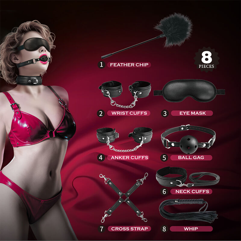 PRETTY LOVE - 8 PIECE BDSM KIT BLACK · Accesorii BDSM (imaginea 7)