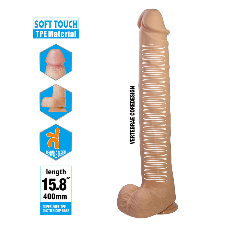 PRETTY LOVE - PAT FLEXIBLE REALISTIC DILDO WITH SUCTION CUP FLESH 40 CM -Ø- 6 CM · Dildo & Stimulatoare (imaginea 6)
