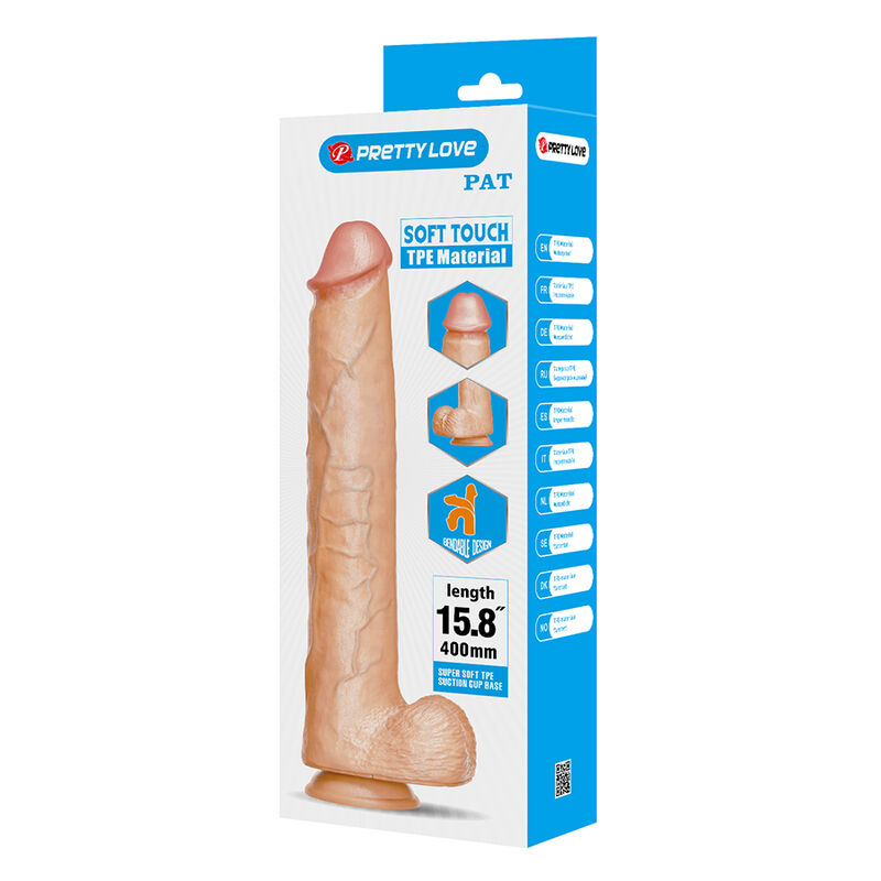 PRETTY LOVE - PAT FLEXIBLE REALISTIC DILDO WITH SUCTION CUP FLESH 40 CM -Ø- 6 CM · Dildo & Stimulatoare (imaginea 3)