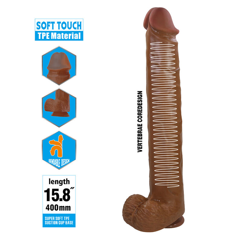 Pretty Love-Pat Dildo Realist Flexibil 40 cm Maro 4 PRETTY LOVE - PAT REALISTIC FLEXIBLE DILDO WITH SUCTION CUP 40 CM -Ø- 6 CM BROWN · Dildo & Stimulatoare (imaginea 4)