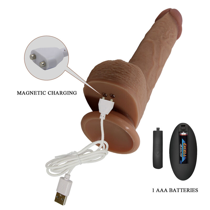 PRETTY LOVE - TOMMY REALISTIC THRUSTING VIBRATOR WITH REMOTE CONTROL DARK BROWN · Vibratoare (imaginea 9)