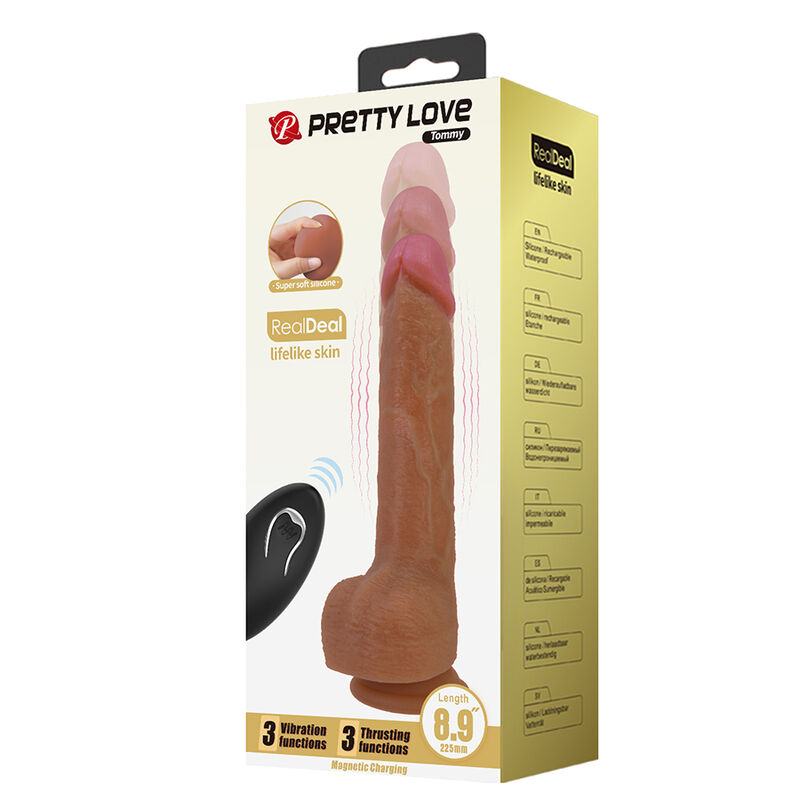 PRETTY LOVE - TOMMY REALISTIC THRUSTING VIBRATOR WITH REMOTE CONTROL DARK BROWN · Vibratoare (imaginea 2)