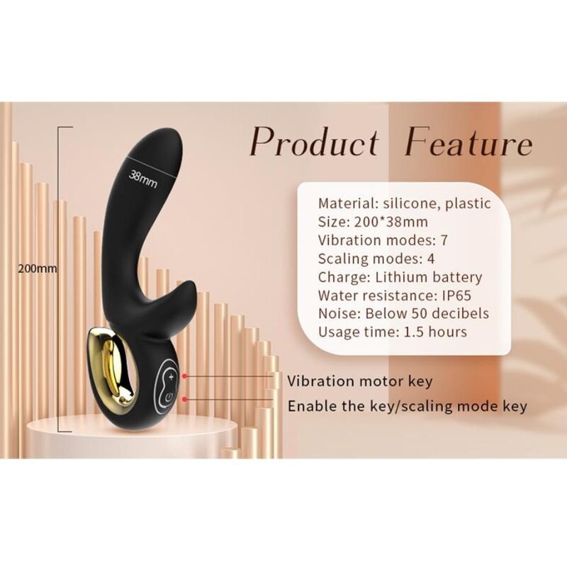 Nalone-Lulu Vibrator Rabbit cu Împingere Negru 8 NALONE - LULU RABBIT VIBE WITH THRUSTING BLACK · Vibratoare (imaginea 8)