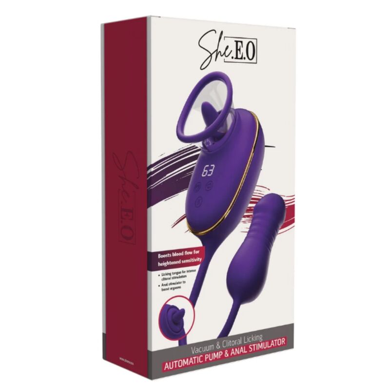 SHE.E.O - CLITORAL SUCTION TOOL WITH LICKING EFFECT AND PURPLE ANAL STIMULATOR · Jucarii Anale (imaginea 5)