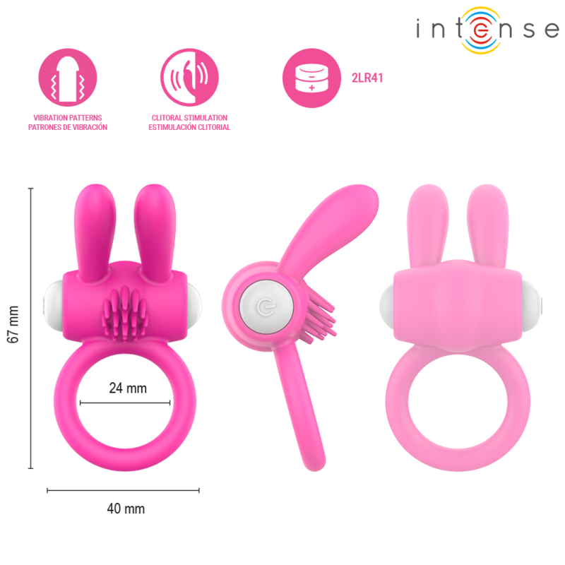 Intense-Hopps Inel Vibrator pentru Penis și Clitoris 4 INTENSE - HOPPS VIBRATING PENIS RING WITH CLITORAL STIMULATION PINK · Inele & Mansoane Penis (imaginea 4)