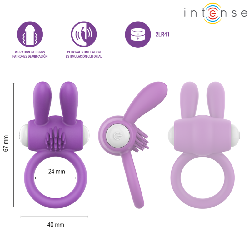 Intense-Hopps Inel Vibrator pentru Penis și Clitoris 10 INTENSE - HOPPS VIBRATING PENIS RING WITH CLITORAL STIMULATION PURPLE · Inele & Mansoane Penis (imaginea 5)