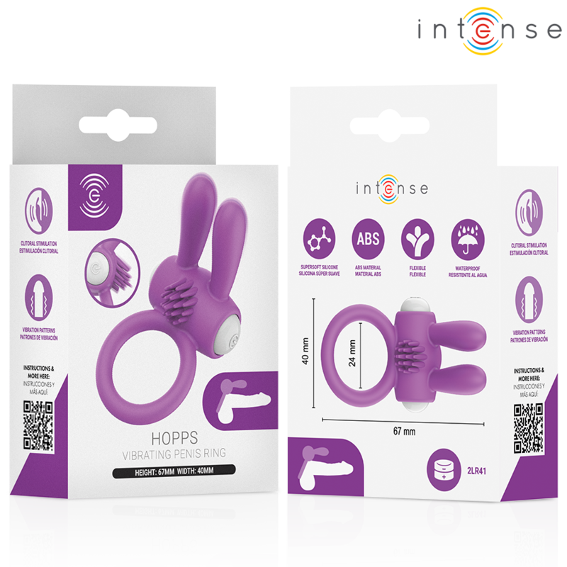 Intense-Hopps Inel Vibrator pentru Penis și Clitoris 8 INTENSE - HOPPS VIBRATING PENIS RING WITH CLITORAL STIMULATION PURPLE · Inele & Mansoane Penis (imaginea 3)