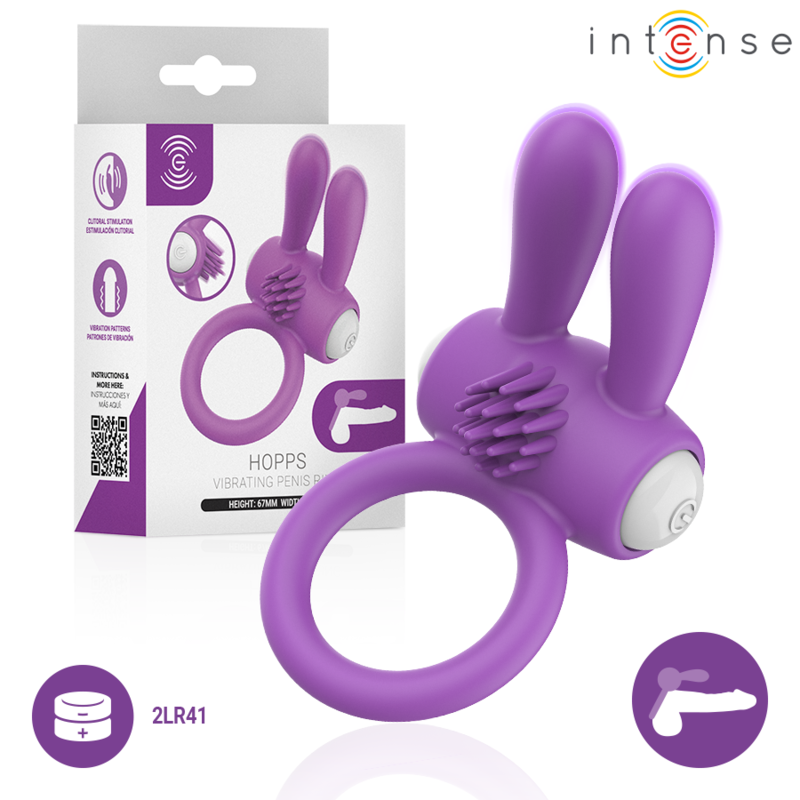 Intense-Hopps Inel Vibrator pentru Penis și Clitoris 6 INTENSE - HOPPS VIBRATING PENIS RING WITH CLITORAL STIMULATION PURPLE · Inele & Mansoane Penis