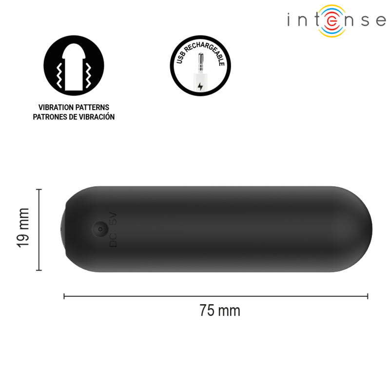 Intense-Judy Bullet Vibrator Reîncărcabil cu Telecomandă 5 INTENSE - JUDY RECHARGEABLE VIBRATING BULLET WITH REMOTE CONTROL BLACK · Vibratoare (imaginea 5)