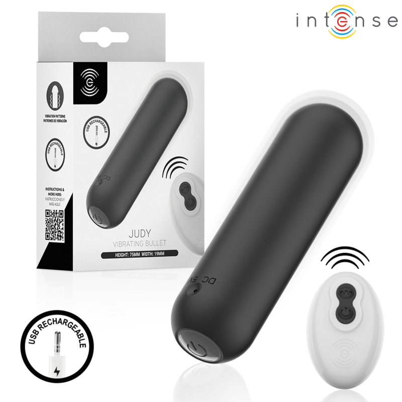 INTENSE - JUDY RECHARGEABLE VIBRATING BULLET WITH REMOTE CONTROL BLACK · Vibratoare