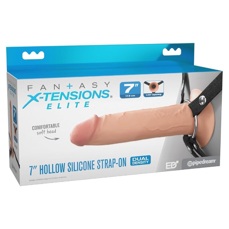 FANTASY X-TENSIONS ELITE - 17.8 CM HOLLOW SILICONE STRAP-ON — PIPEDREAMS · Strapon & Harness