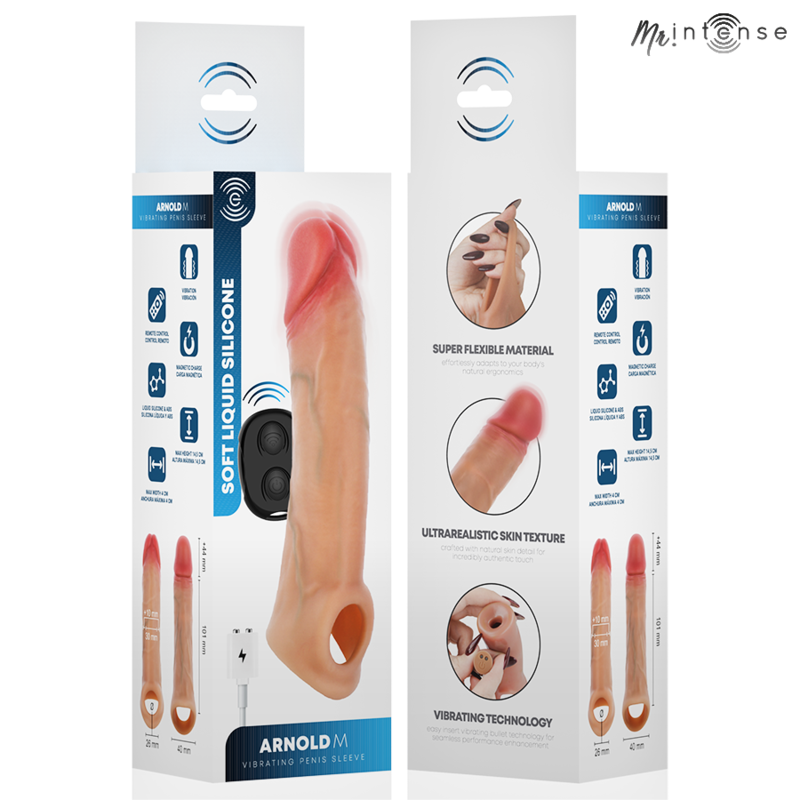 Mr Intense-Arnold M Manșon Vibrator Penis cu Telecomandă 8 MR INTENSE - ARNOLD M VIBRATOR SILICONE PENIS SLEEVE WITH REMOTE CONTROL 14.5 CM -Ø- 4 CM — MR. INTENSE · Inele & Mansoane Penis (imaginea 8)