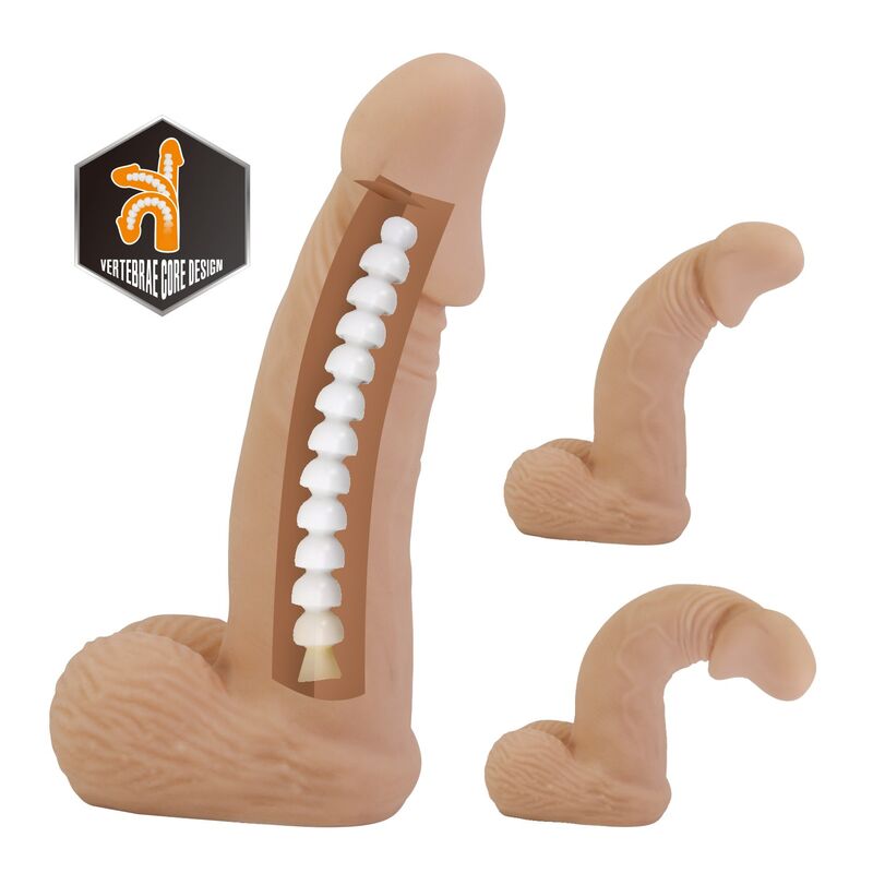 PRETTY LOVE - ZANE HARNESS WITH FLEXIBLE DILDO 17 CM Ø 4.3 CM NATURAL · Strapon & Harness (imaginea 4)
