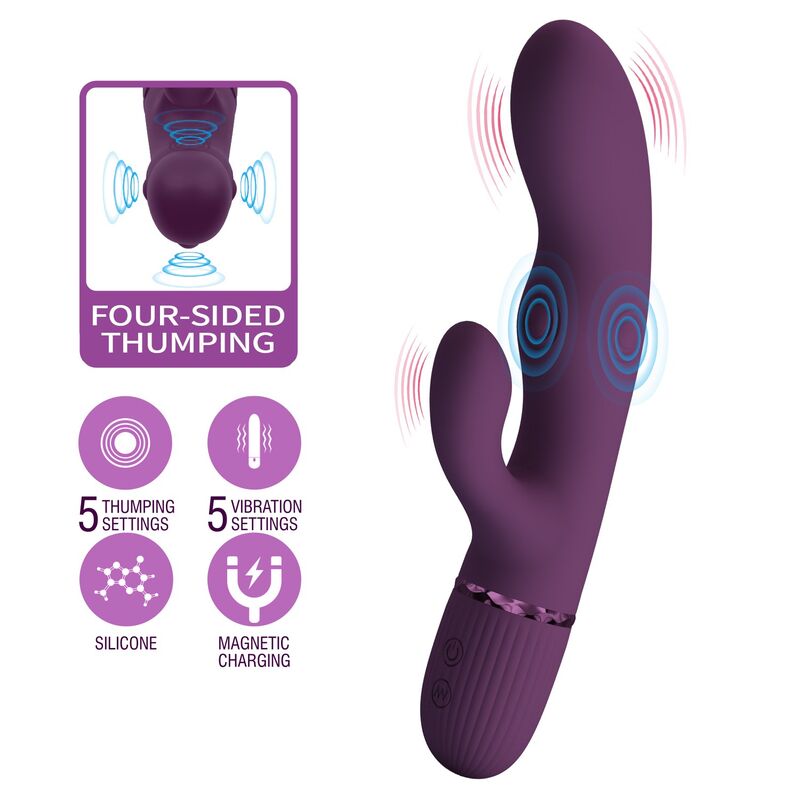Pretty Love-Zach Vibrator Rabbit cu Mișcare de Împingere Mov 8 PRETTY LOVE - ZACH RECHARGEABLE THRUSTING RABBIT VIBRATOR 5+5 FUNCTIONS · Vibratoare (imaginea 8)