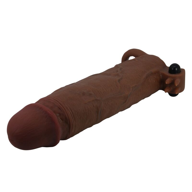 PRETTY LOVE - XERXES VIBRATING PENIS SLEEVE 22 CM Ø 4.5 CM BROWN · Jucarii Anale (imaginea 8)