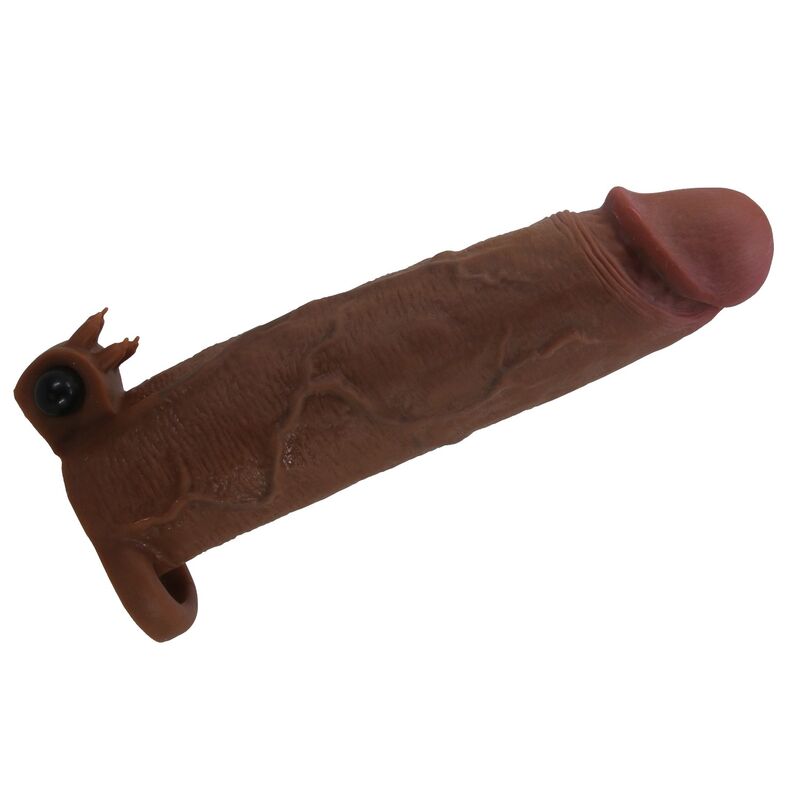 PRETTY LOVE - XERXES VIBRATING PENIS SLEEVE 22 CM Ø 4.5 CM BROWN · Jucarii Anale (imaginea 4)