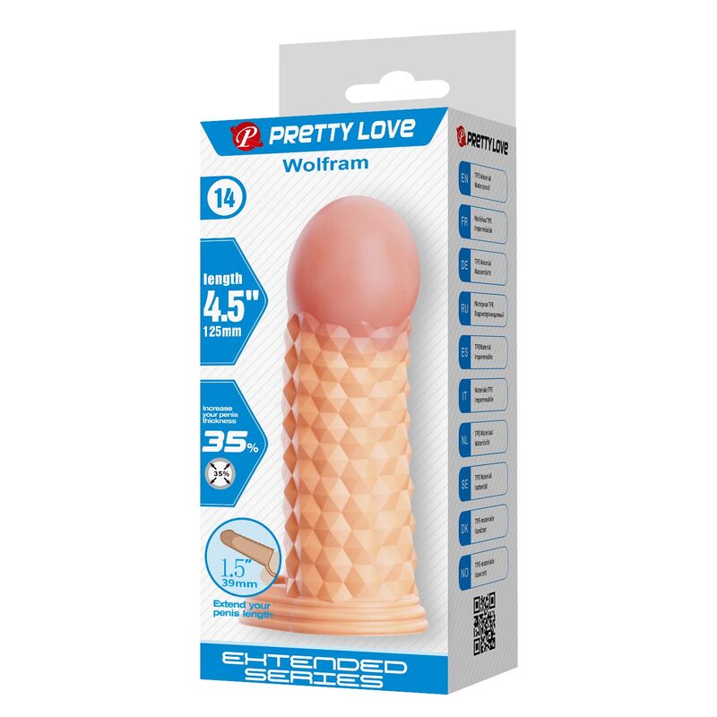 Pretty Love-Wolfram Manșon Prelungitor Penis 11,5 cm Natural 6 PRETTY LOVE - WOLFRAM PENIS EXTENSION SLEEVE 11.5 CM Ø 3.8 CM NATURAL · Inele & Mansoane Penis (imaginea 6)