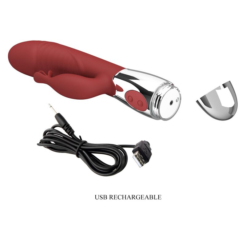 PRETTY LOVE - ROSEWOOD RABBIT VIBRATOR 30 FUNCTIONS USB RECHARGEABLE RED · Vibratoare (imaginea 4)