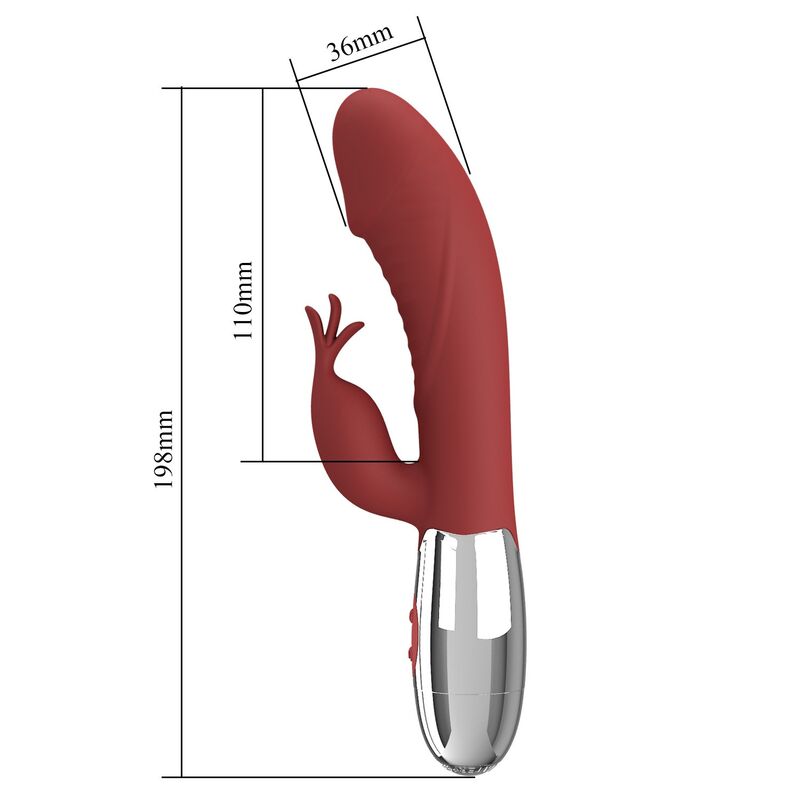 PRETTY LOVE - ROSEWOOD RABBIT VIBRATOR 30 FUNCTIONS USB RECHARGEABLE RED · Vibratoare (imaginea 5)