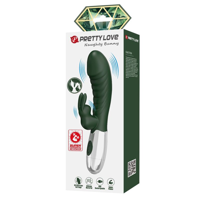 Pretty Love-Naughty Bunny Vibrator Rabbit 30 Funcții Verde 8 PRETTY LOVE - NAUGHTY BUNNY RABBIT VIBRATOR 30 FUNCTIONS USB RECHARGEABLE GREEN · Vibratoare (imaginea 8)