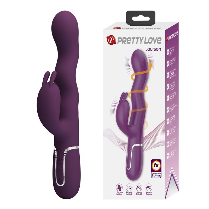 PRETTY LOVE - LOURSEN RABBIT VIBRATOR WITH THRUSTING MOTION AND 7 VIBRATIONS USB RECHARGEABLE PURPLE · Vibratoare