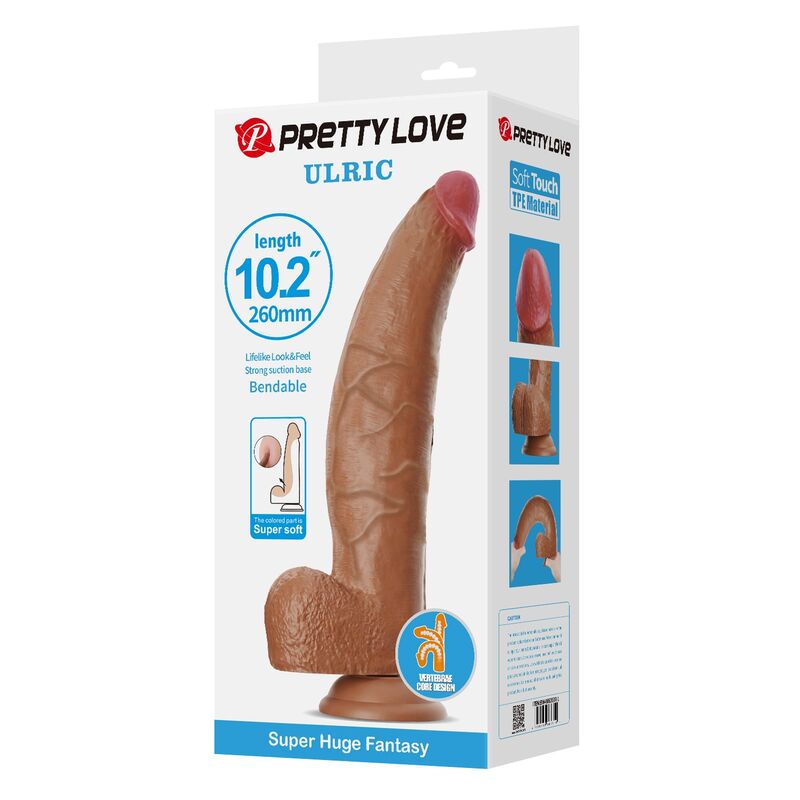 Pretty Love-Ulric Dildo Realist Flexibil 26 cm Maro 2 PRETTY LOVE - ULRIC REALISTIC FLEXIBLE DILDO 26 CM Ø 5.5 CM TPE BROWN · Dildo & Stimulatoare (imaginea 2)