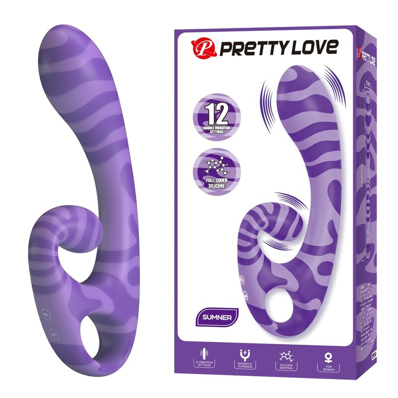 Pretty Love-Summer Vibrator Dublu cu Mâner 19 cm Mov