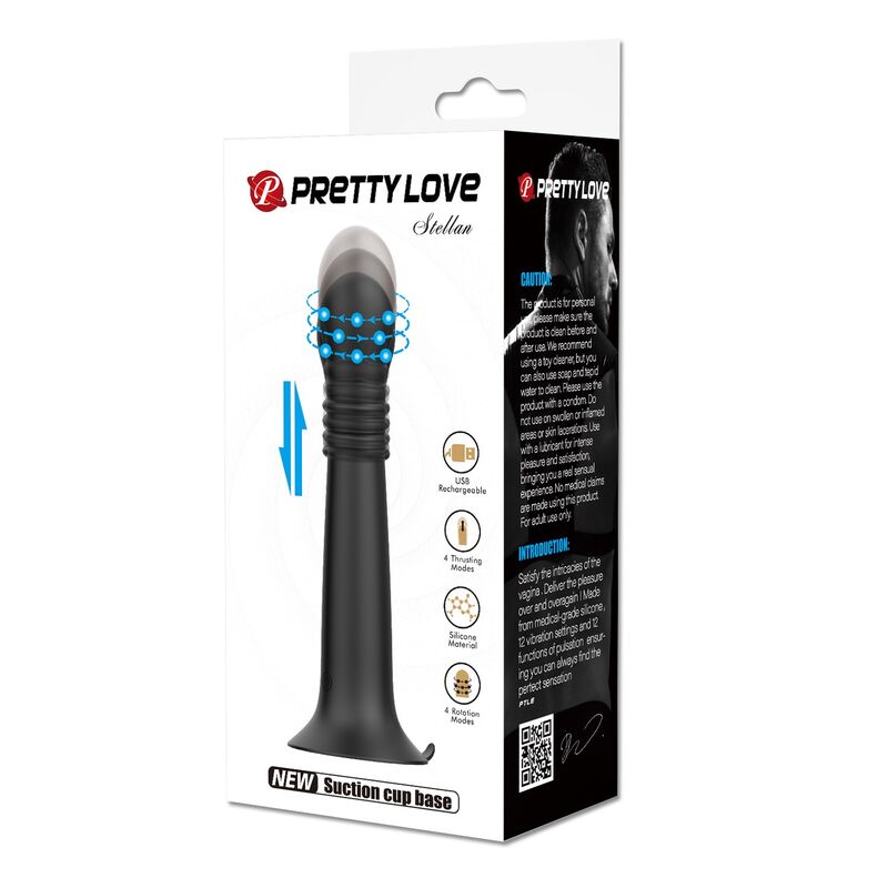 Pretty Love-Stella Masager cu Rotație și Împingere Negru 2 PRETTY LOVE - STELLA USB RECHARGEABLE ROTATING AND THRUSTING MASSAGER · Vibratoare (imaginea 2)