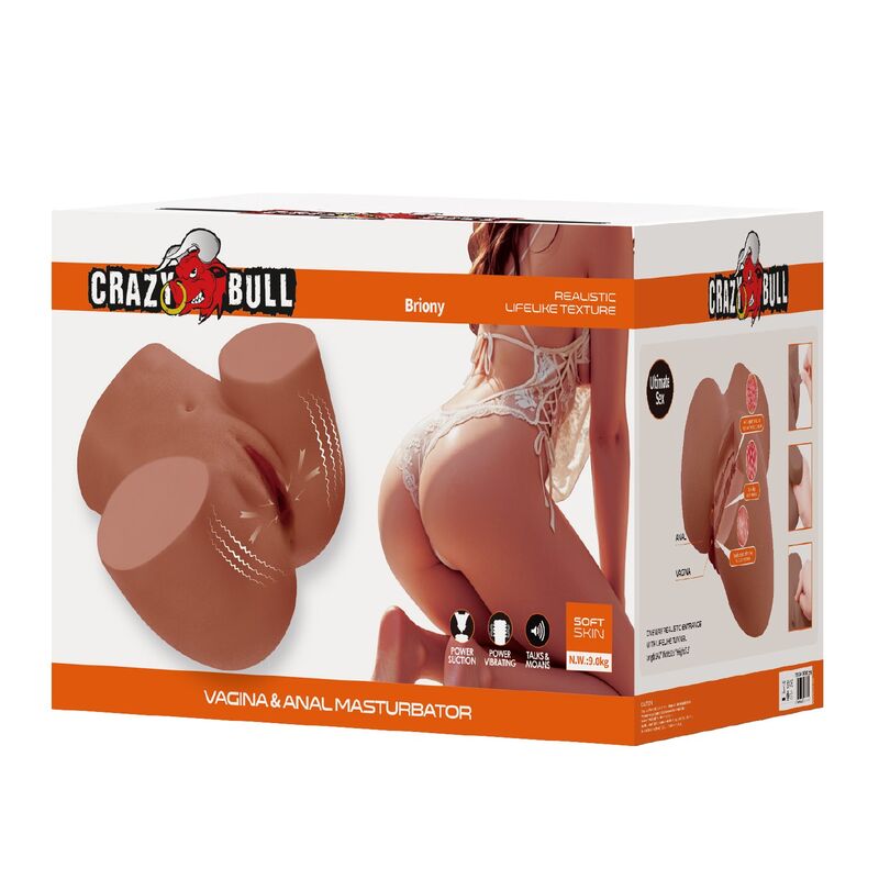 Crazy Bull-Tors Feminin Realist Masturbator cu Vibrații 7 CRAZY BULL - REALISTIC FEMALE TORSO MASTURBATOR DUAL ENTRY WITH VIBRATION AND SUCTION NATURAL COLOR · Masturbatoare (imaginea 7)