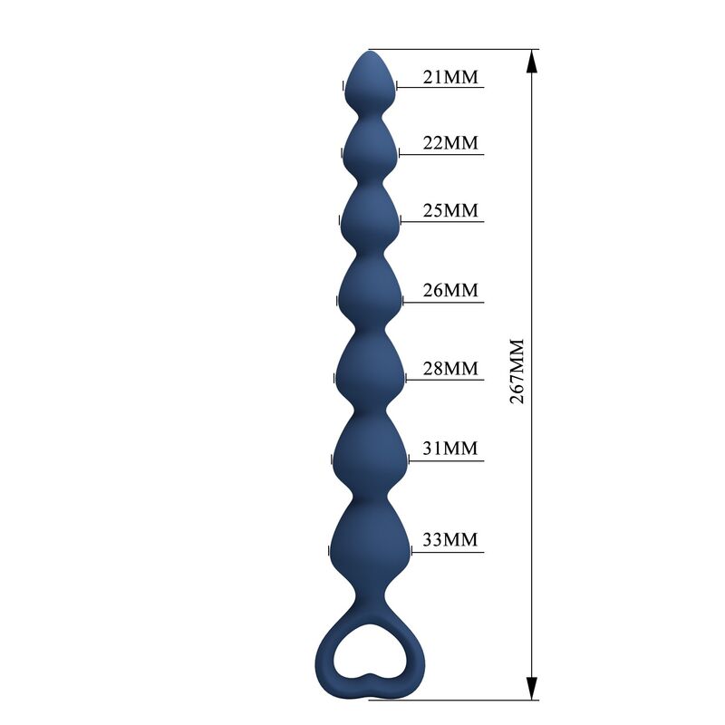 MR PLAY - BLUE SILICONE ANAL BEADS & ANAL PLUG 26.7 CM · Jucarii Anale (imaginea 3)