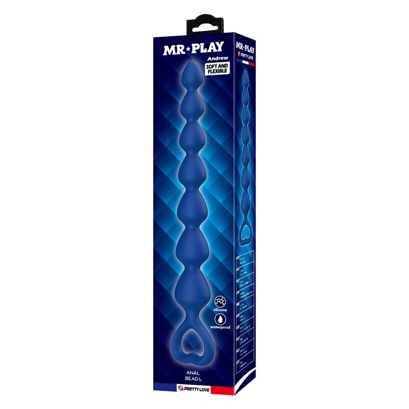 MR PLAY - BLUE SILICONE ANAL BEADS & ANAL PLUG 26.7 CM · Jucarii Anale (imaginea 5)