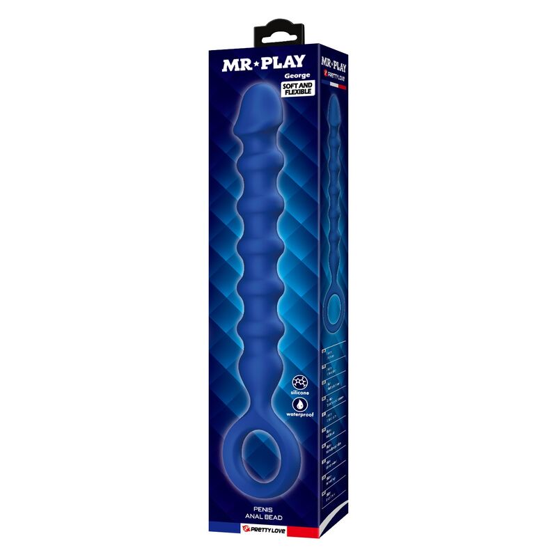 MR PLAY - BLUE SILICONE ANAL BEADS & ANAL PLUG -Ø- 3,4 CM - 28.5 CM · Jucarii Anale (imaginea 7)