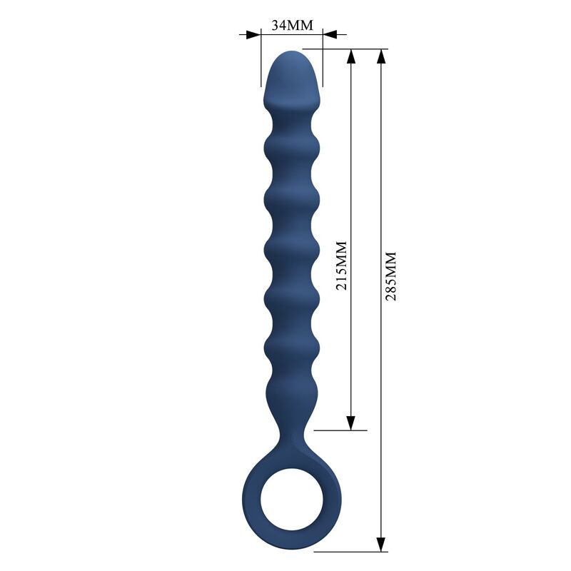 MR PLAY - BLUE SILICONE ANAL BEADS & ANAL PLUG -Ø- 3,4 CM - 28.5 CM · Jucarii Anale (imaginea 4)