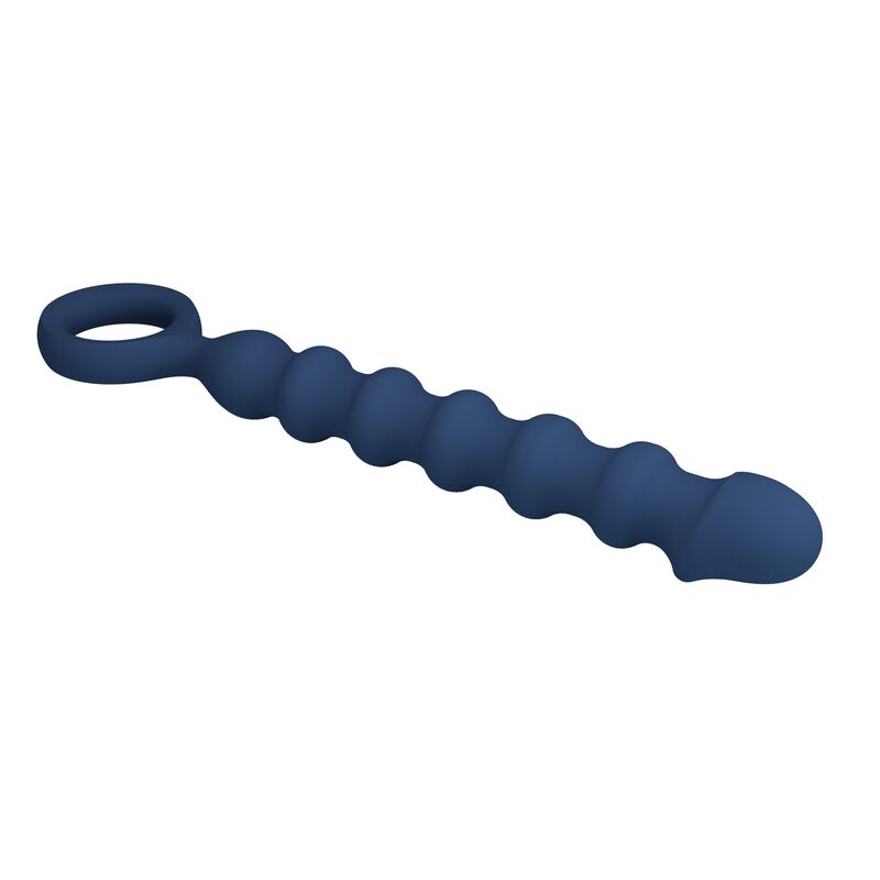 MR PLAY - BLUE SILICONE ANAL BEADS & ANAL PLUG -Ø- 3,4 CM - 28.5 CM · Jucarii Anale (imaginea 2)