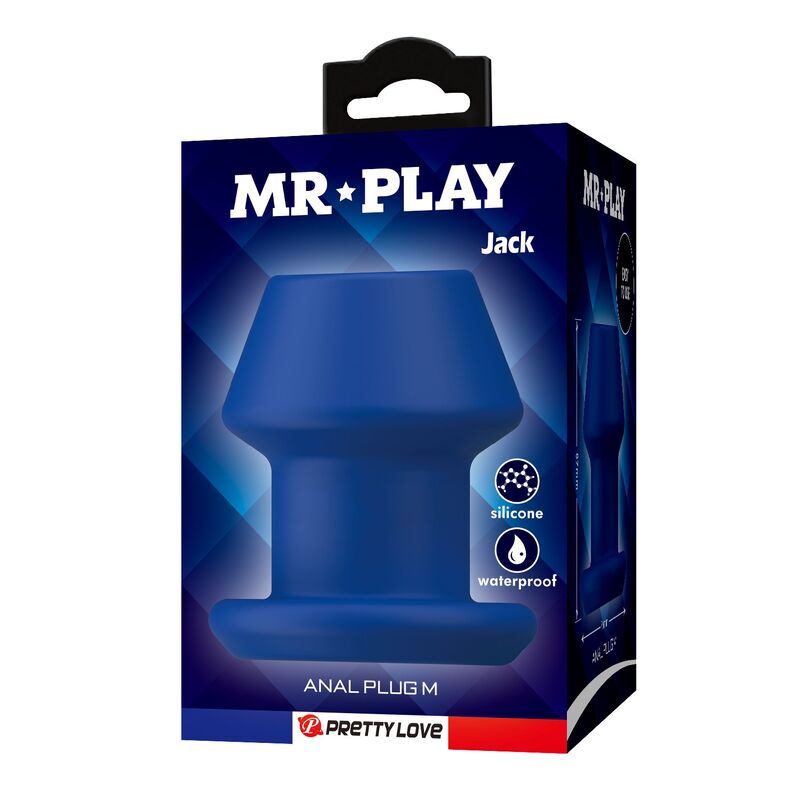 MR PLAY - JACK BLUE SILICONE HOLLOW ANAL PLUG SIZE M · Jucarii Anale (imaginea 6)