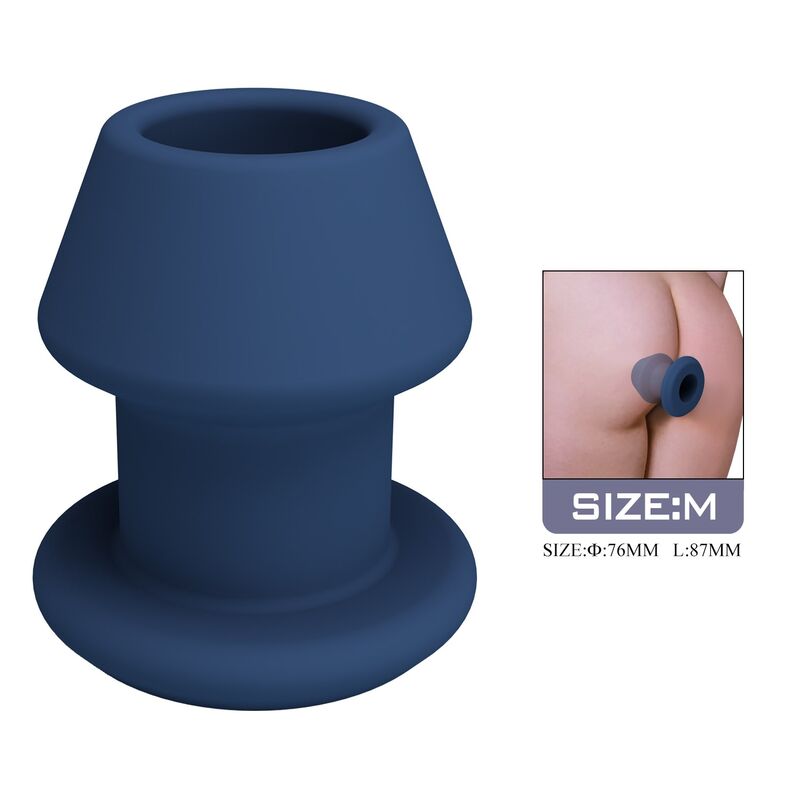 MR PLAY - JACK BLUE SILICONE HOLLOW ANAL PLUG SIZE M · Jucarii Anale (imaginea 7)